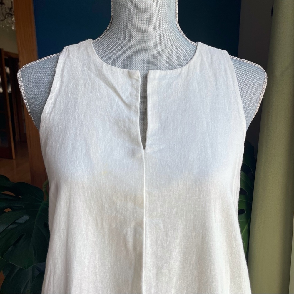 ADYSON PARKER Cream Sleeveless Sundress Hi Low Maxi Linen Dress - Picture 2 of 9